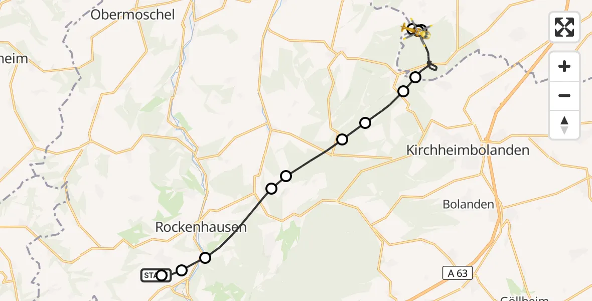 Flugroute Rettungshubschrauber Rockenhausen - Kriegsfeld, 20 Oktober 2026, 08:43