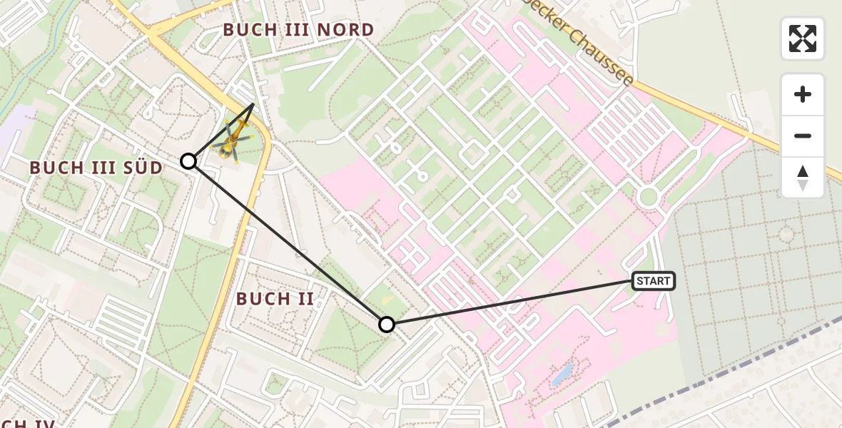 Flugroute Rettungshubschrauber Helios Clinic Berlin-Buch - Berlin, 20 Oktober 2026, 08:55