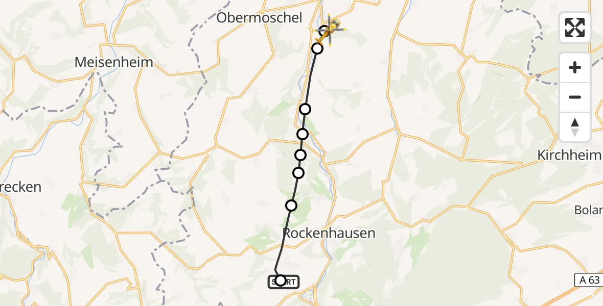 Flugroute Rettungshubschrauber Imsweiler UL - Alsenz, 20 Oktober 2026, 09:17