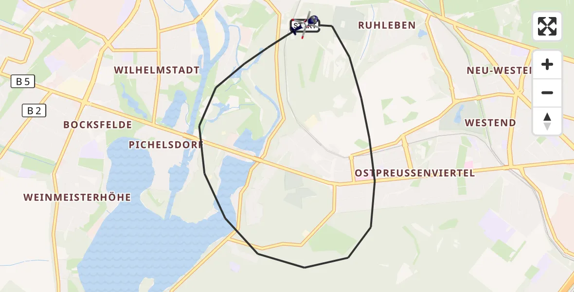 Flugroute Polizeihubschrauber Berlin - Berlin, 20 Oktober 2026, 09:25