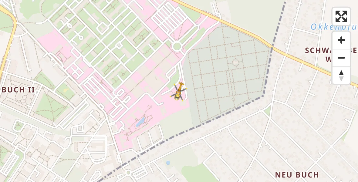Flugroute Rettungshubschrauber Helios Clinic Berlin-Buch - Helios Clinic Berlin-Buch, 20 Oktober 2026, 10:40
