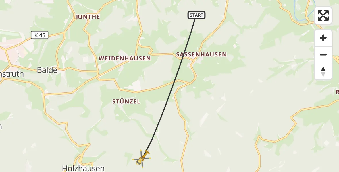 Flugroute Rettungshubschrauber Bad Berleburg - Bad Laasphe, 20 Oktober 2026, 10:41