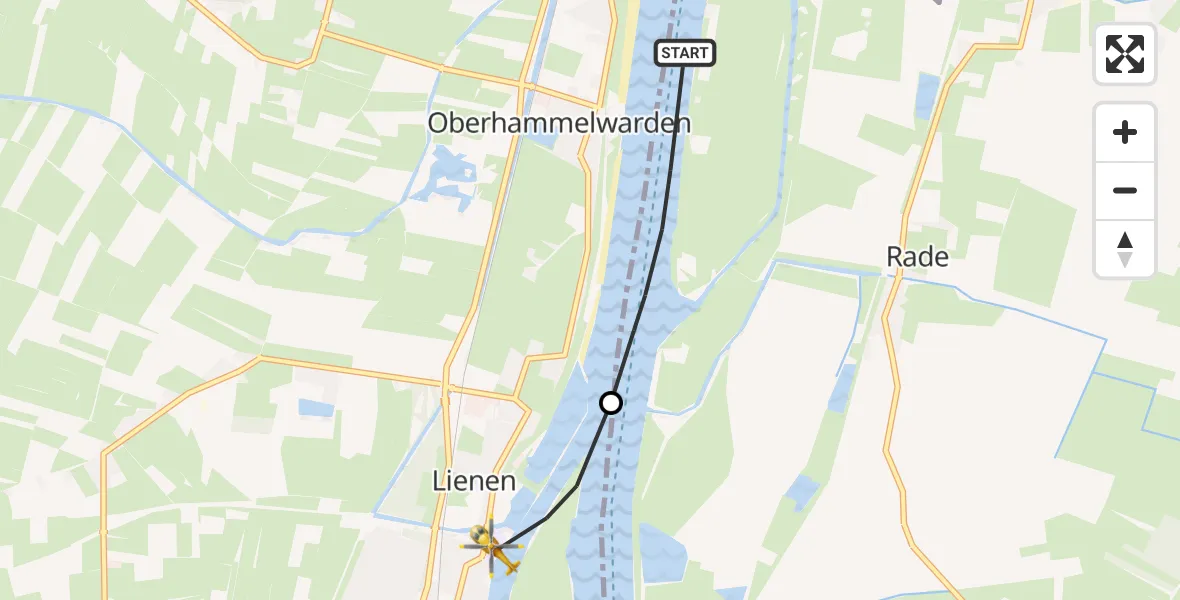 Flugroute Rettungshubschrauber Schwanewede - Elsfleth, 20 Oktober 2026, 11:00