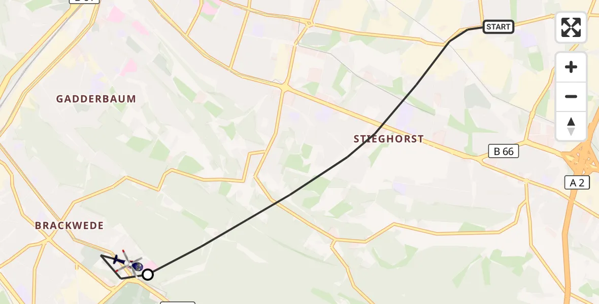 Flugroute Polizeihubschrauber Bielefeld - Luftrettungszentrum Bielefeld, 20 Oktober 2026, 11:13