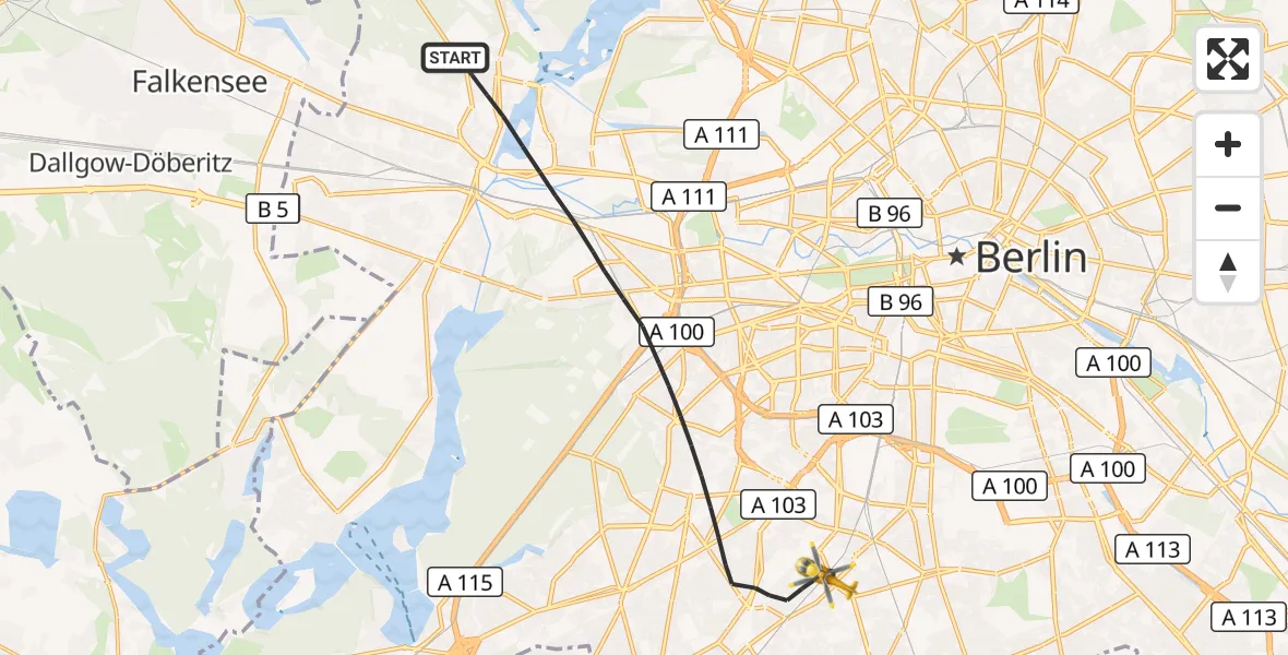 Flugroute Rettungshubschrauber Berlin - Berlin, 20 Oktober 2026, 11:25