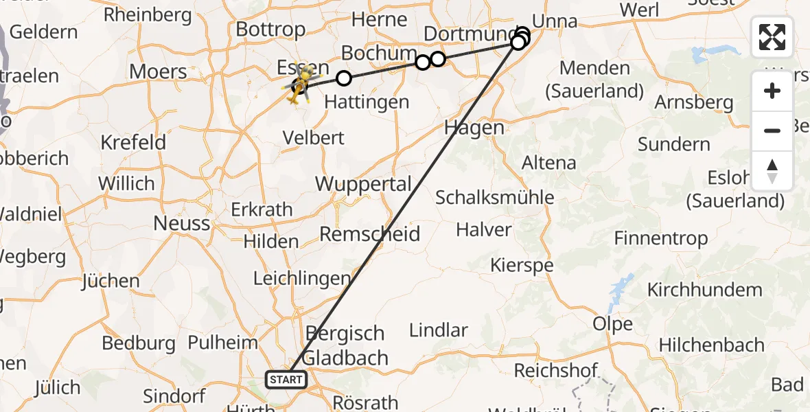 Flugroute Rettungshubschrauber Köln - Alfried Krupp Hospital, 20 Oktober 2026, 11:31
