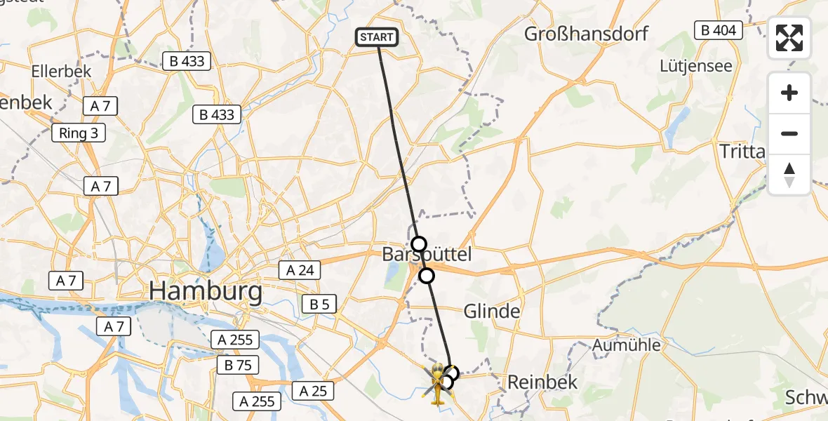 Flugroute Rettungshubschrauber Hamburg - Christoph Hansa ADAC Hubschrauberlandeplatz, 20 Oktober 2026, 11:49