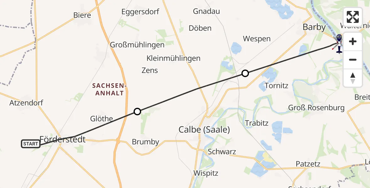 Flugroute Polizeihubschrauber Staßfurt - Barby, 20 Oktober 2026, 11:49