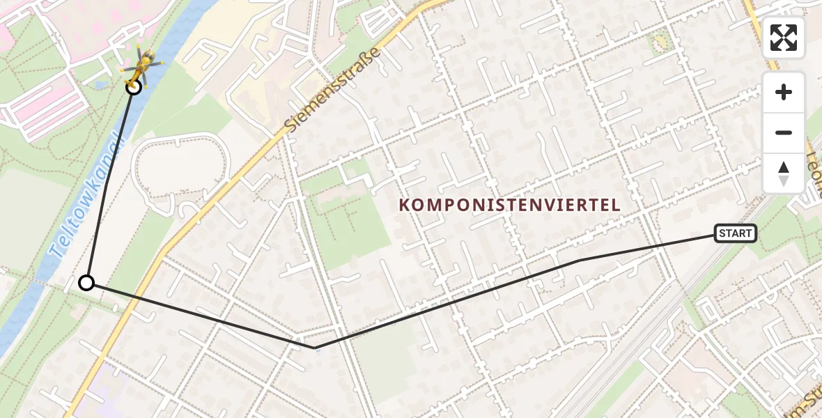 Flugroute Rettungshubschrauber Berlin - Charité Clinic Benjamin Franklin Campus, 20 Oktober 2026, 12:39