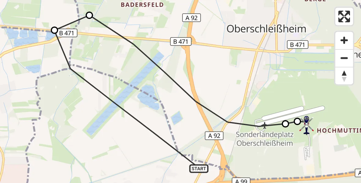 Flugroute Polizeihubschrauber München - Oberschleissheim Hubschrauberlandeplatz, 20 Oktober 2026, 13:41