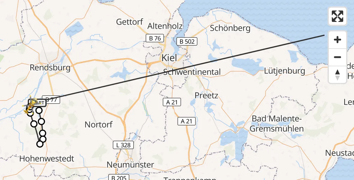 Flugroute Ambulanzhubschrauber Hörsten - Hörsten, 20 Oktober 2026, 13:49