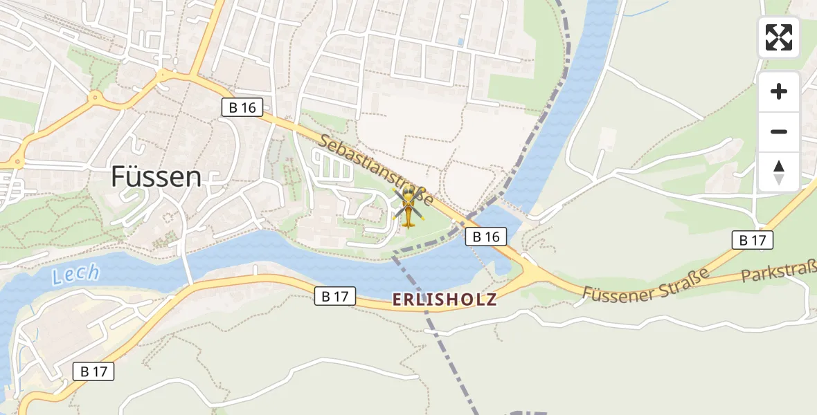 Flugroute Rettungshubschrauber Füssen - Füssen, 20 Oktober 2026, 14:21