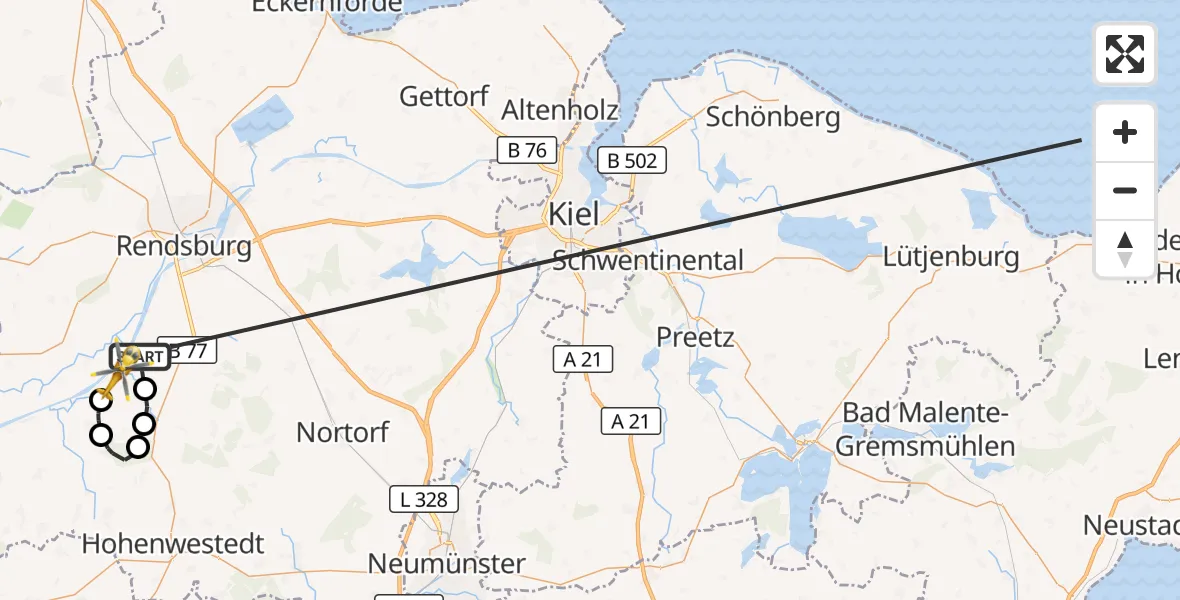 Flugroute Ambulanzhubschrauber Hörsten - Hörsten, 20 Oktober 2026, 14:27
