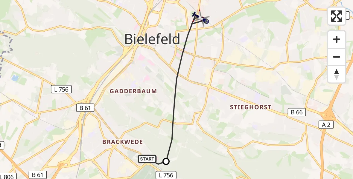 Flugroute Polizeihubschrauber Luftrettungszentrum Bielefeld - Bielefeld, 20 Oktober 2026, 14:39