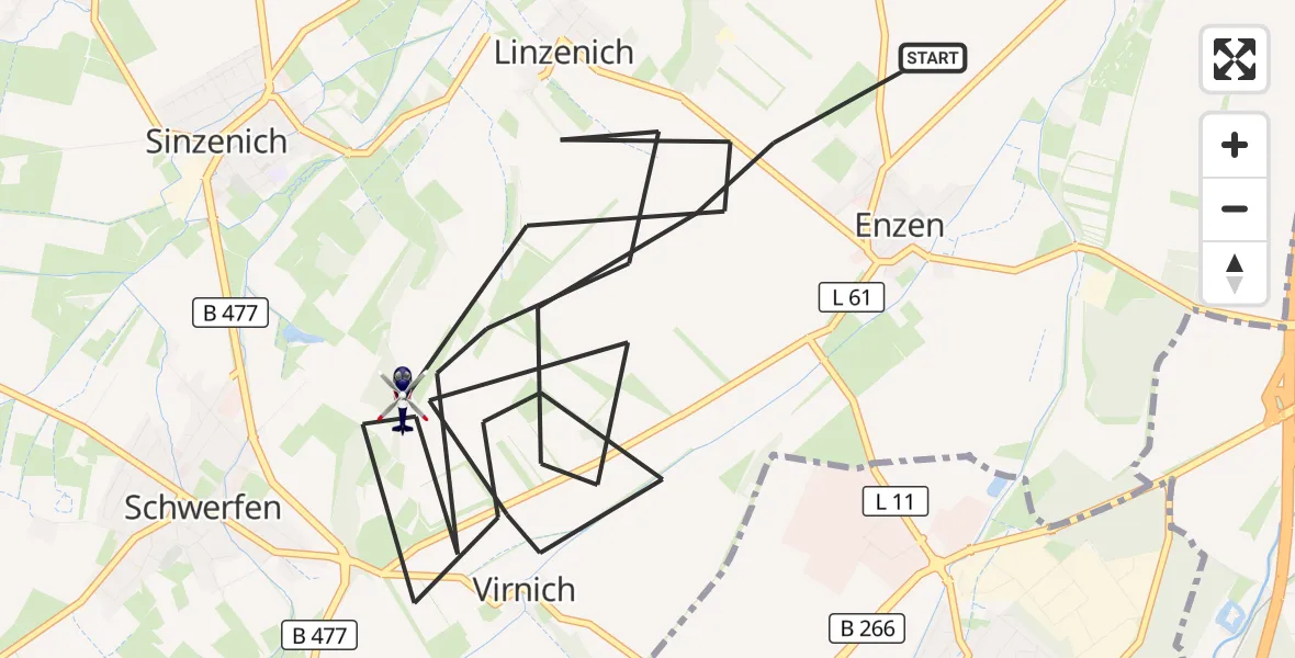 Flugroute Polizeihubschrauber Zülpich - Zülpich, 20 Oktober 2026, 14:49
