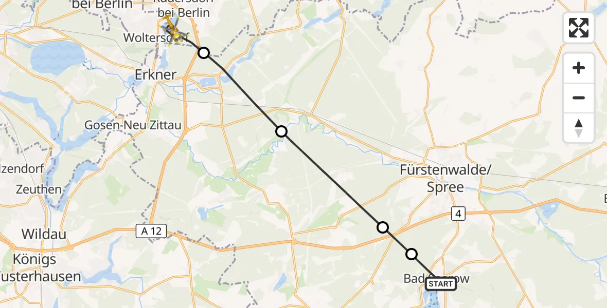 Flugroute Ambulanzhubschrauber Bad Saarow - Rüdersdorf bei Berlin, 20 Oktober 2026, 14:50