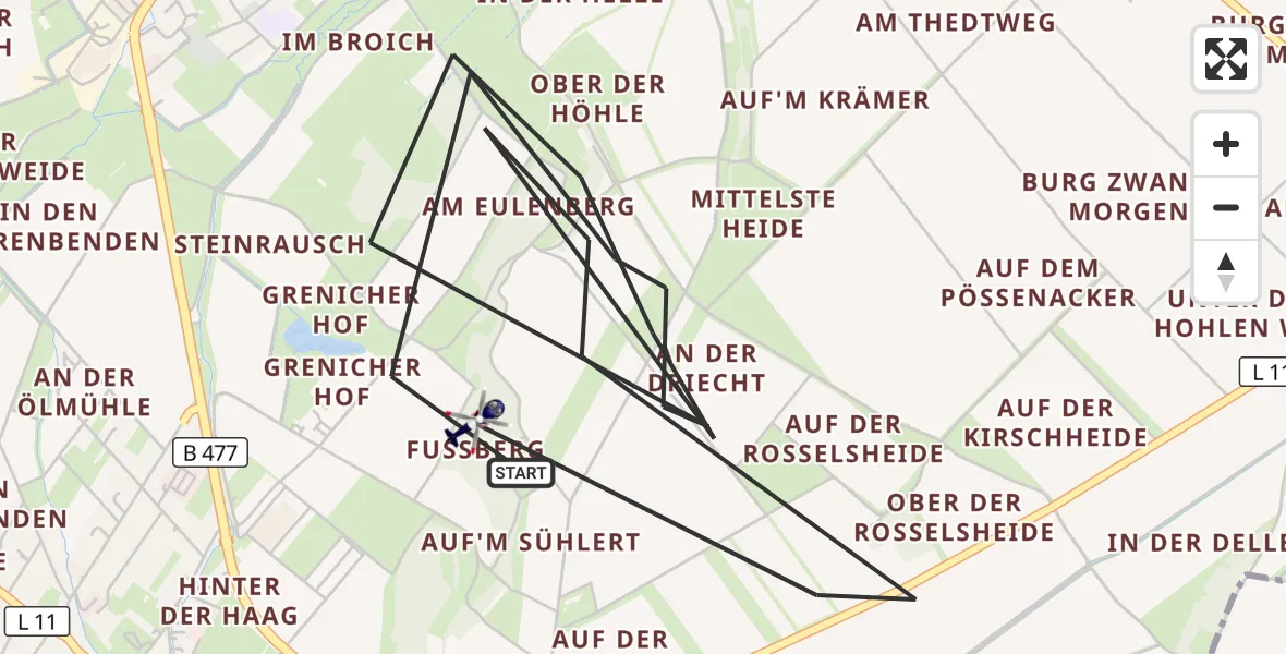 Flugroute Polizeihubschrauber Zülpich - Zülpich, 20 Oktober 2026, 14:59