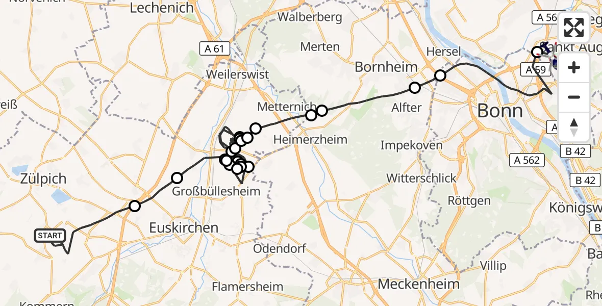Flugroute Polizeihubschrauber Zülpich - Sankt Augustin, 20 Oktober 2026, 15:09