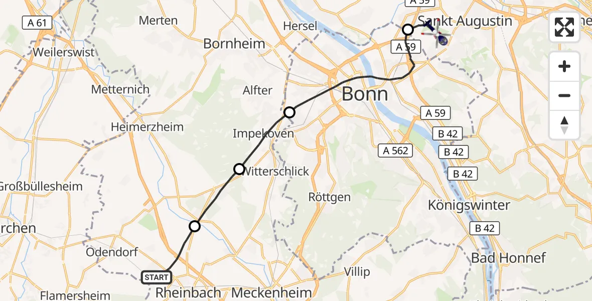 Flugroute Polizeihubschrauber Rheinbach - Bonn-Hangelar Flugplatz, 20 Oktober 2026, 15:21