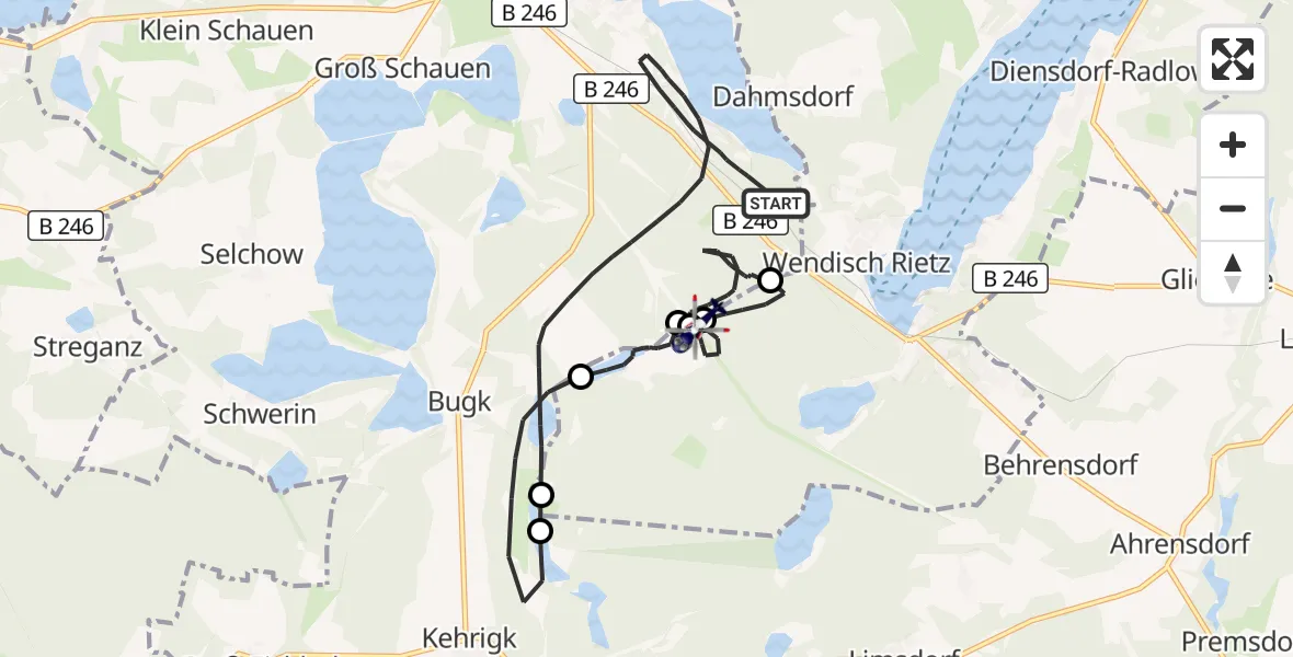 Flugroute Polizeihubschrauber Storkow (Mark) - Wendisch Rietz, 20 Oktober 2026, 15:26