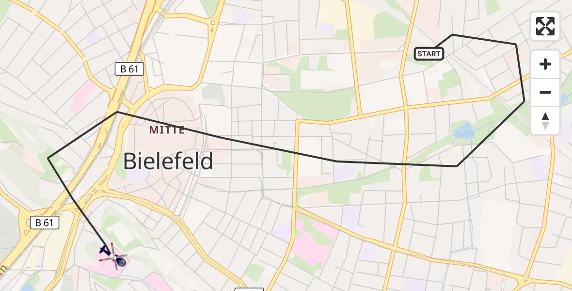 Flugroute Polizeihubschrauber Bielefeld - Bielefeld, 20 Oktober 2026, 15:29