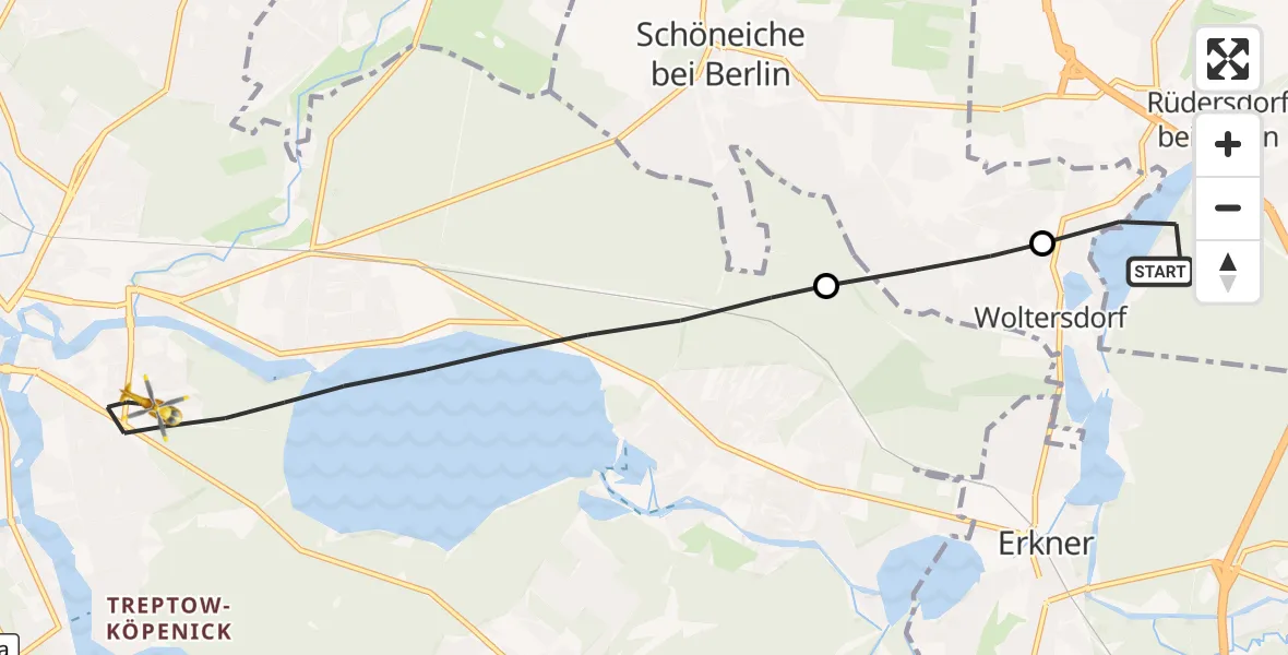 Flugroute Ambulanzhubschrauber Rüdersdorf bei Berlin - Berlin, 20 Oktober 2026, 15:40