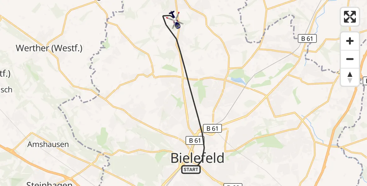 Flugroute Polizeihubschrauber Bielefeld - Bielefeld, 20 Oktober 2026, 15:42