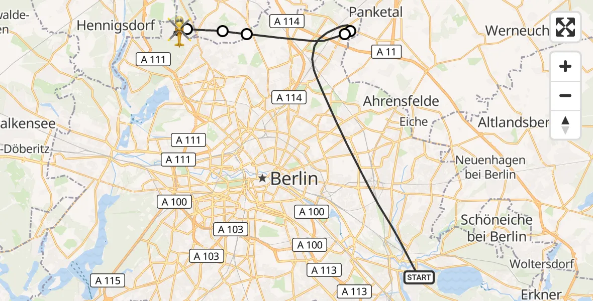 Flugroute Rettungshubschrauber Berlin - Berlin, 20 Oktober 2026, 17:38