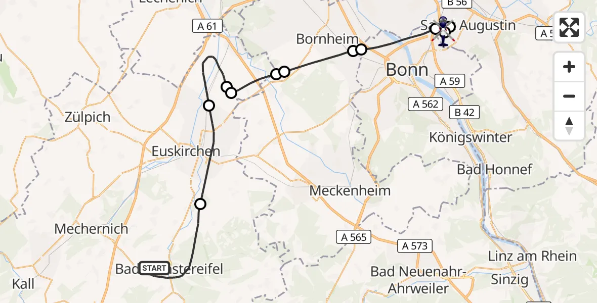 Flugroute Polizeihubschrauber Bad Münstereifel - Sankt Augustin, 20 Oktober 2026, 17:41
