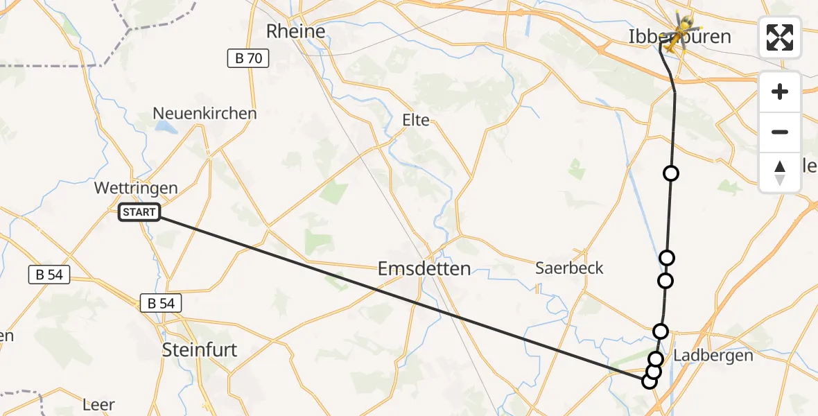Flugroute Ambulanzhubschrauber Wettringen - Ibbenbüren, 20 Oktober 2026, 17:55