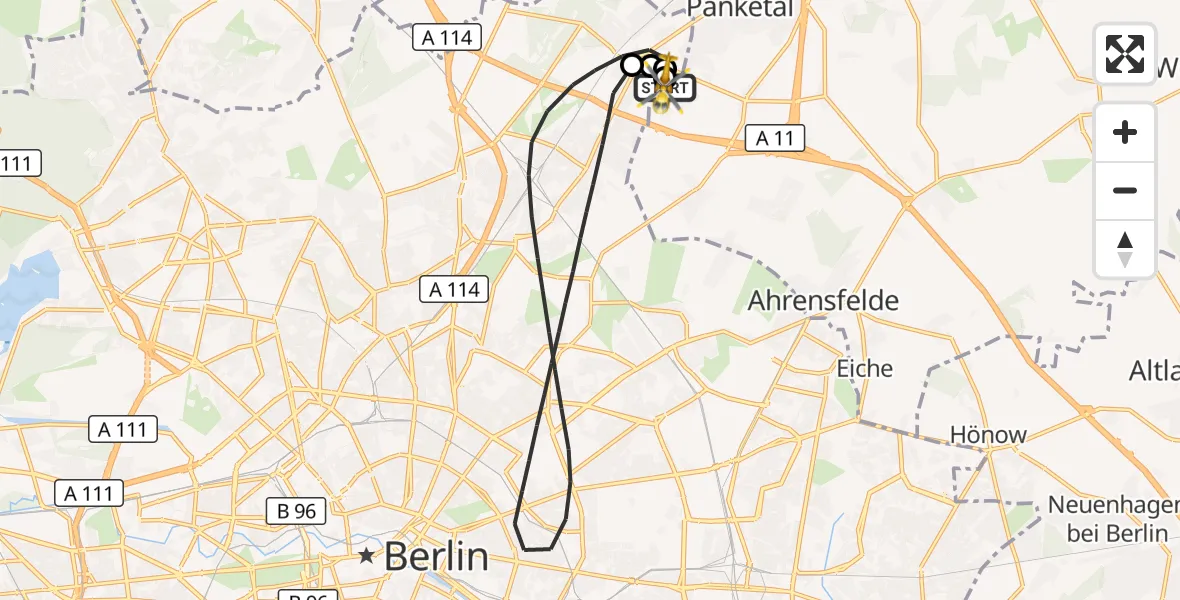 Flugroute Rettungshubschrauber Helios Clinic Berlin-Buch - Helios Clinic Berlin-Buch, 20 Oktober 2026, 18:28