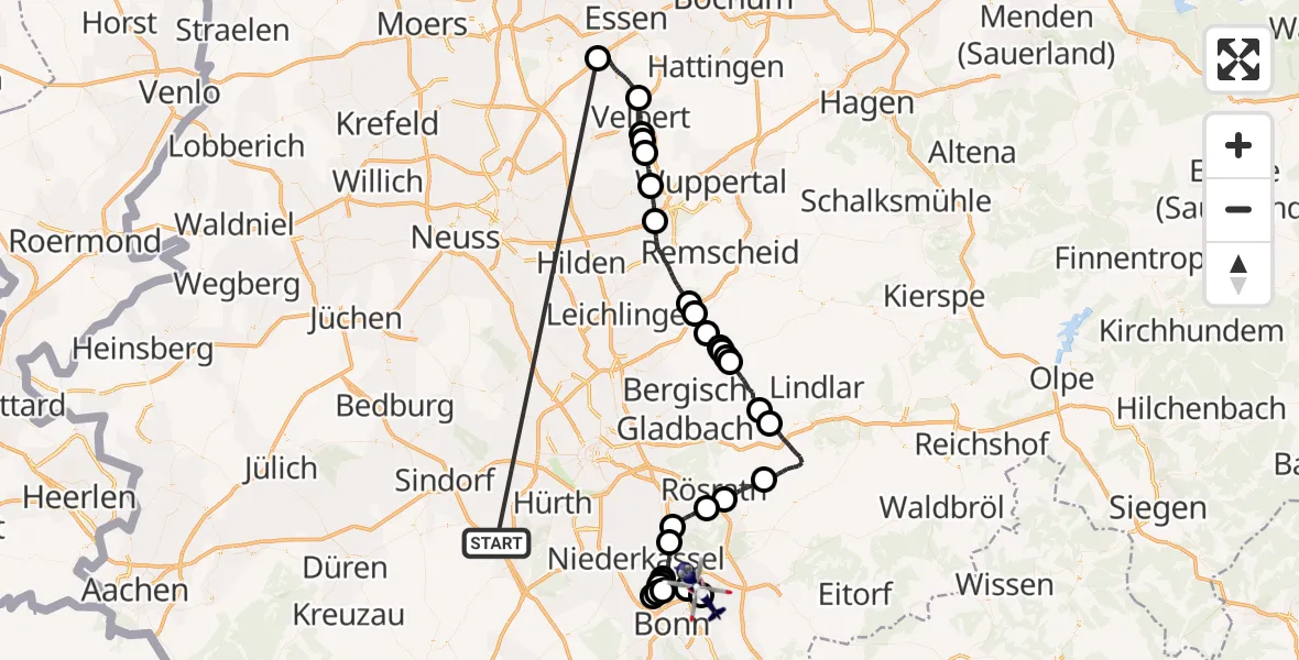 Flugroute Polizeihubschrauber Erftstadt - Sankt Augustin, 20 Oktober 2026, 19:01