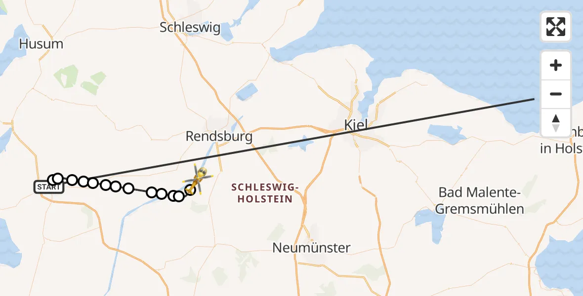 Flugroute Ambulanzhubschrauber Heide - Hörsten, 20 Oktober 2026, 21:40