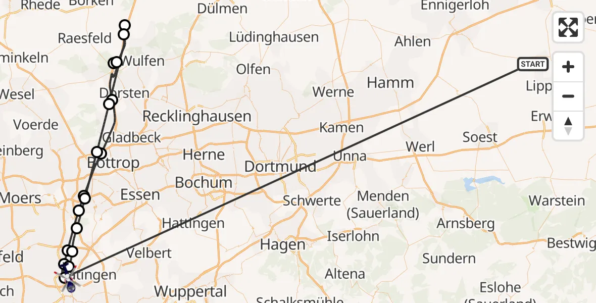 Flugroute Polizeihubschrauber Wadersloh - Düsseldorf Flughafen, 20 Oktober 2026, 21:41