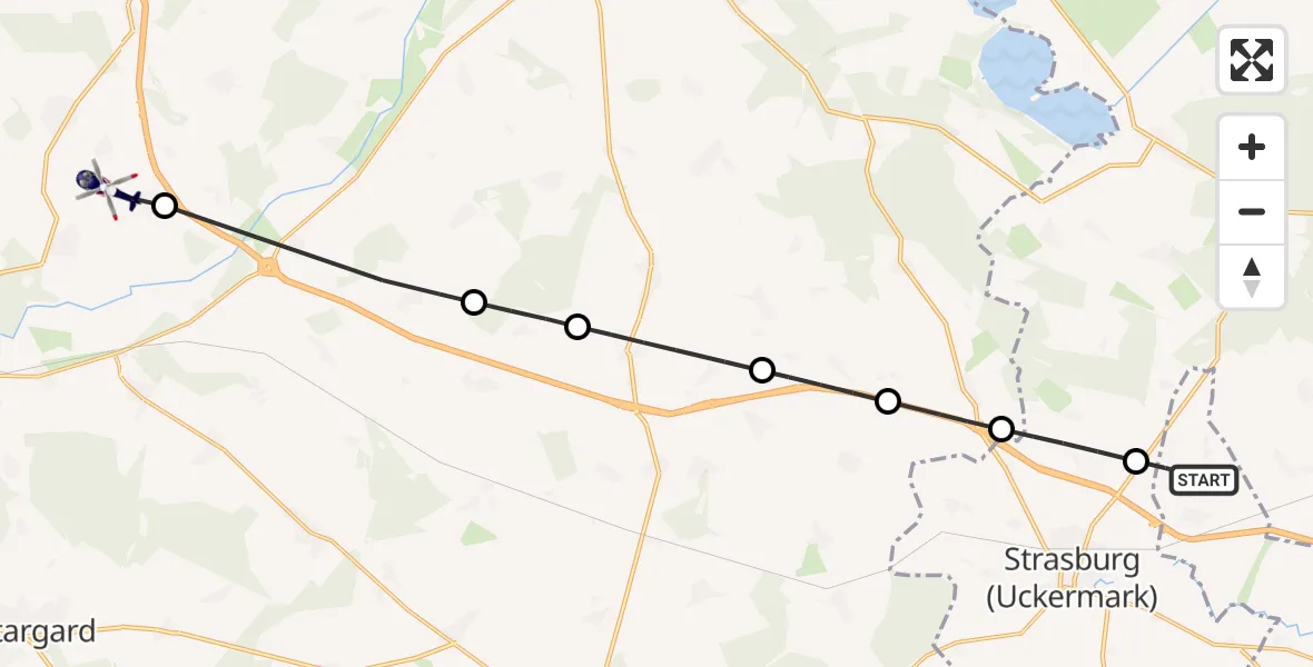 Flugroute Polizeihubschrauber Uckerland - Neuenkirchen, 21 Oktober 2026, 07:28