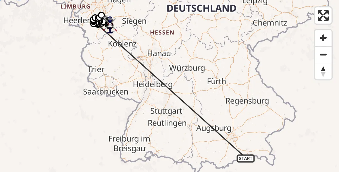 Flugroute Polizeihubschrauber Kiefersfelden - Sankt Augustin, 21 Oktober 2026, 08:36