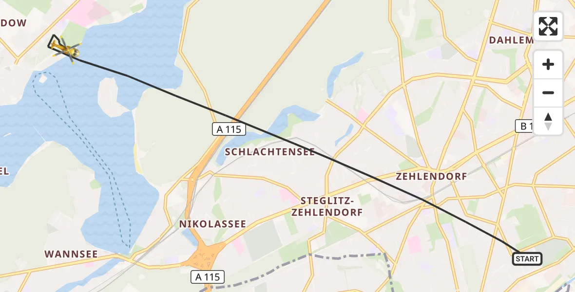 Flugroute Rettungshubschrauber Berlin - Berlin, 21 Oktober 2026, 08:55