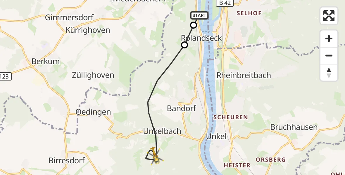 Flugroute Rettungshubschrauber Remagen - Remagen, 21 Oktober 2026, 09:11