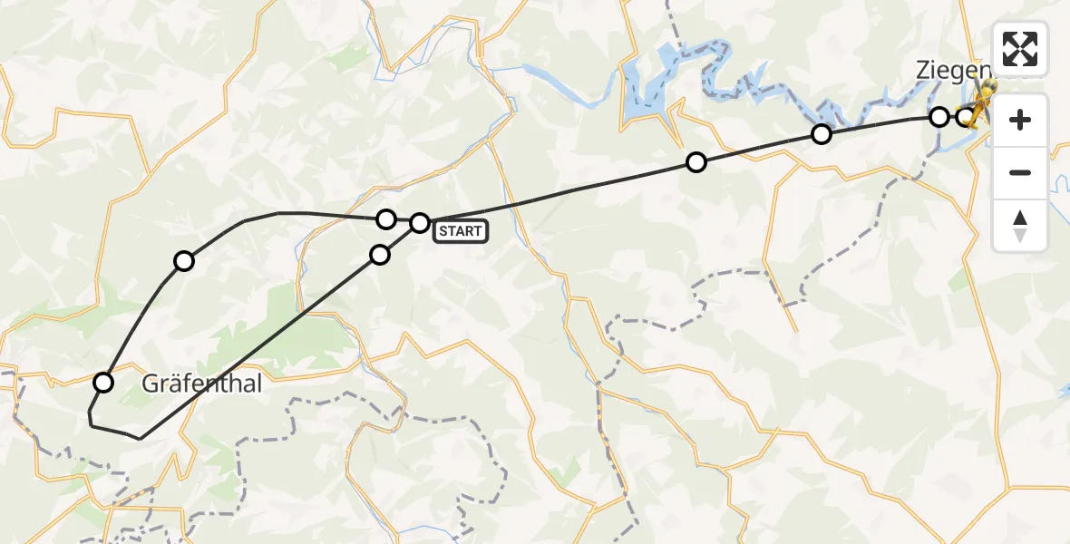 Flugroute Rettungshubschrauber Leutenberg - Ziegenrück, 21 Oktober 2026, 09:22