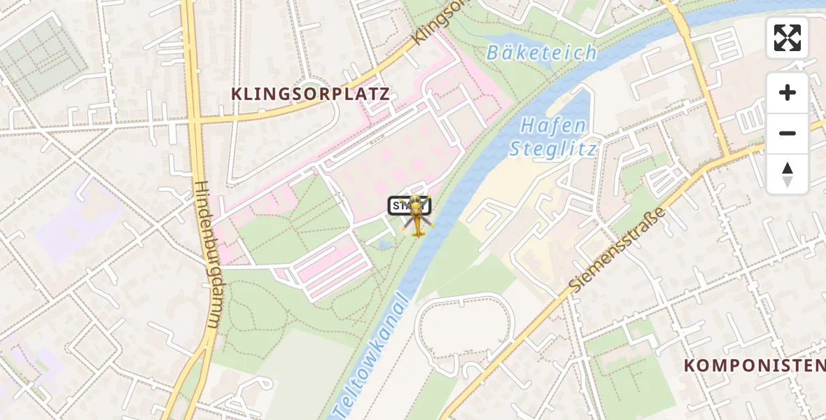 Flugroute Rettungshubschrauber Charité Clinic Benjamin Franklin Campus - Charité Clinic Benjamin Franklin Campus, 21 Oktober 2026, 09:55
