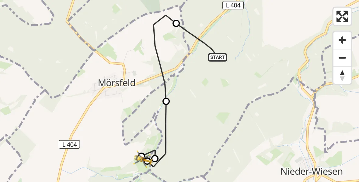 Flugroute Rettungshubschrauber Wendelsheim - Mörsfeld, 21 Oktober 2026, 10:06