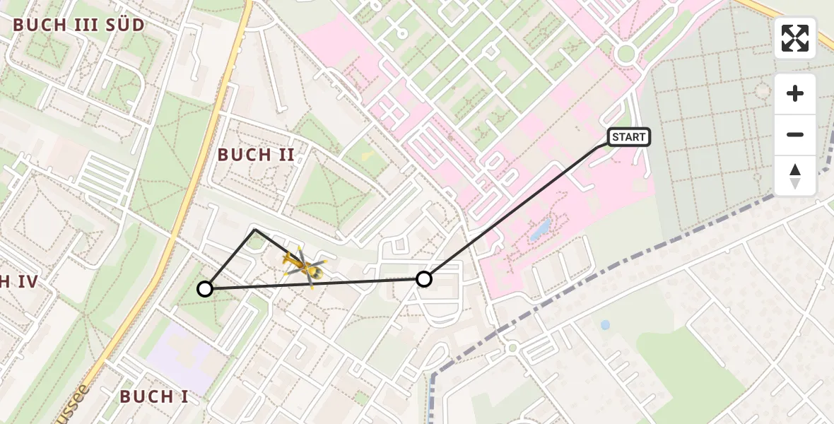 Flugroute Rettungshubschrauber Helios Clinic Berlin-Buch - Berlin, 21 Oktober 2026, 11:07