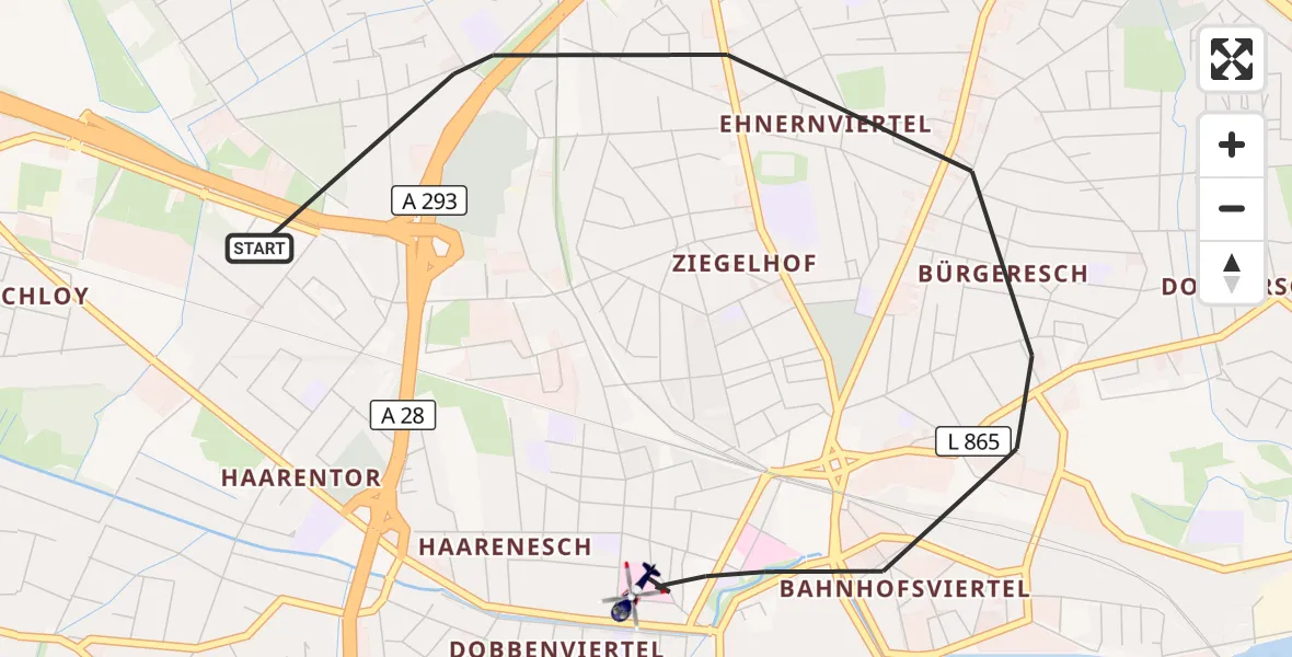 Flugroute Polizeihubschrauber Oldenburg (Oldb) - Oldenburg (Oldb), 21 Oktober 2026, 12:07