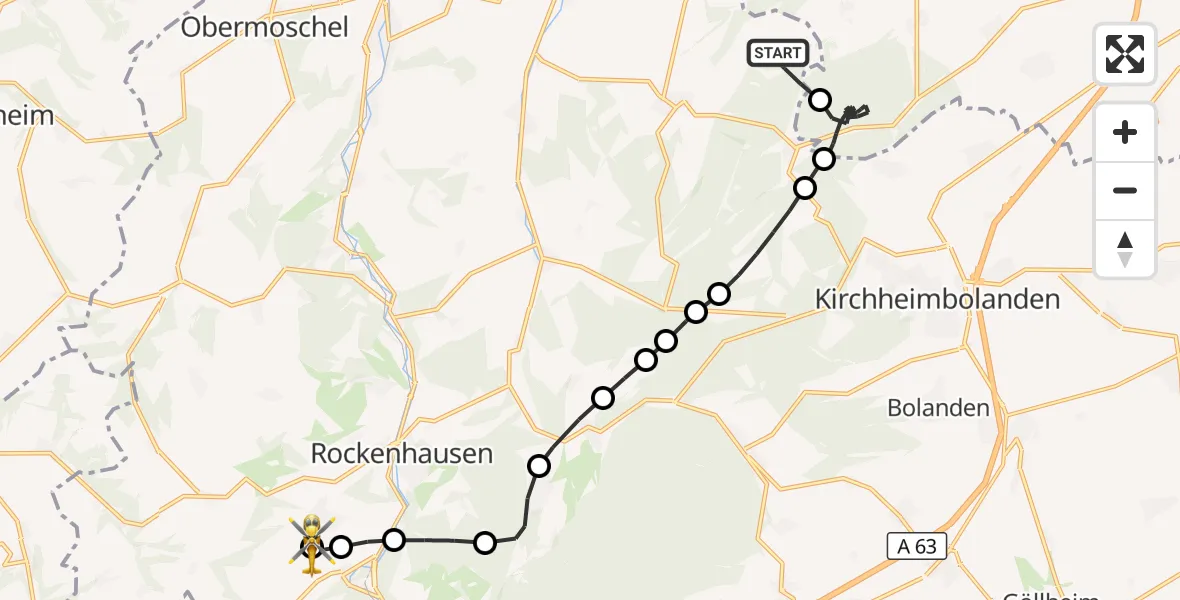 Flugroute Rettungshubschrauber Kriegsfeld - Rockenhausen, 21 Oktober 2026, 12:29