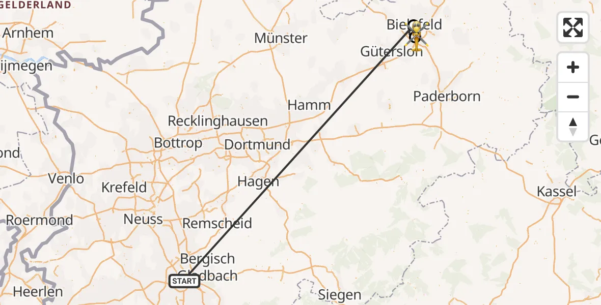 Flugroute Rettungshubschrauber Köln - Bielefeld Flughafen, 21 Oktober 2026, 12:41
