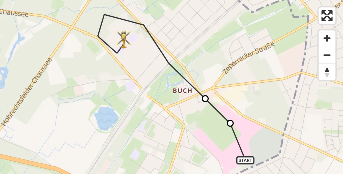 Flugroute Rettungshubschrauber Helios Clinic Berlin-Buch - Berlin, 21 Oktober 2026, 12:44