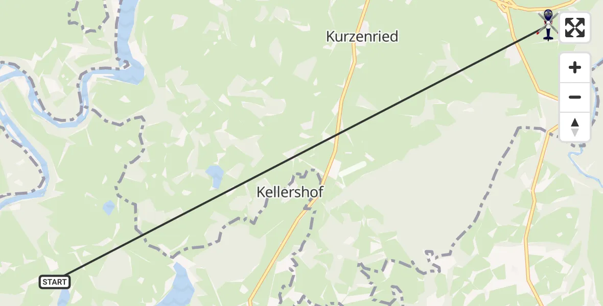 Flugroute Polizeihubschrauber Steingaden - Peiting, 21 Oktober 2026, 12:53