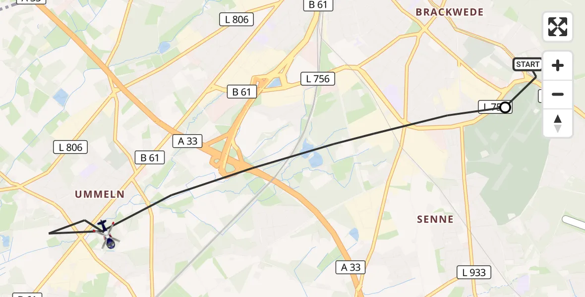 Flugroute Polizeihubschrauber Luftrettungszentrum Bielefeld - Bielefeld, 21 Oktober 2026, 12:54
