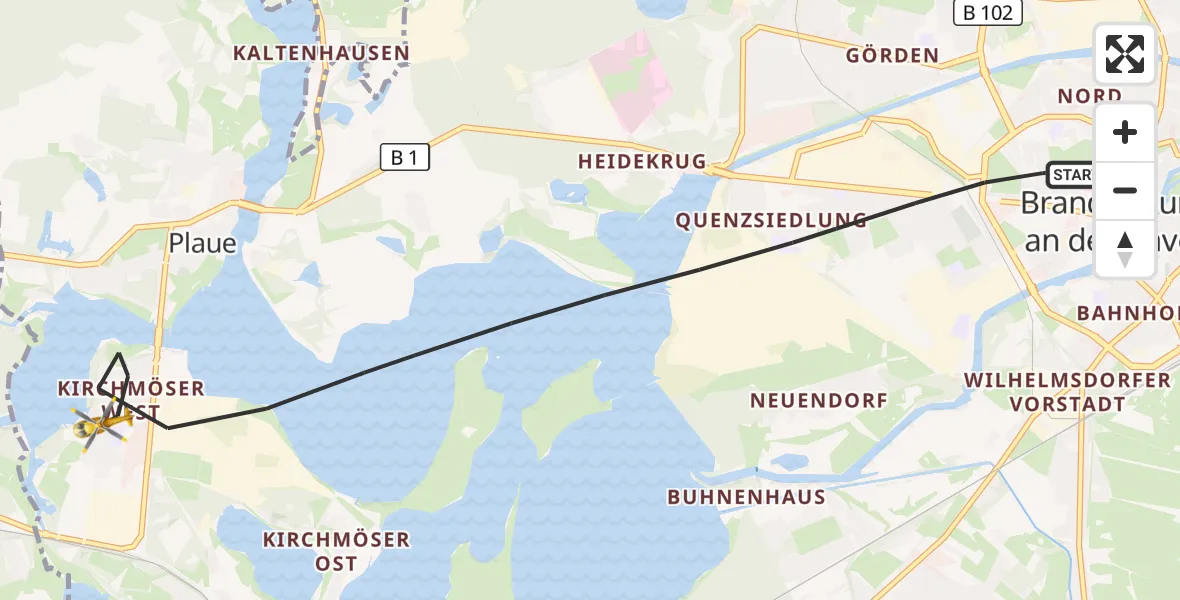 Flugroute Rettungshubschrauber Brandenburg an der Havel - Brandenburg an der Havel, 21 Oktober 2026, 13:13