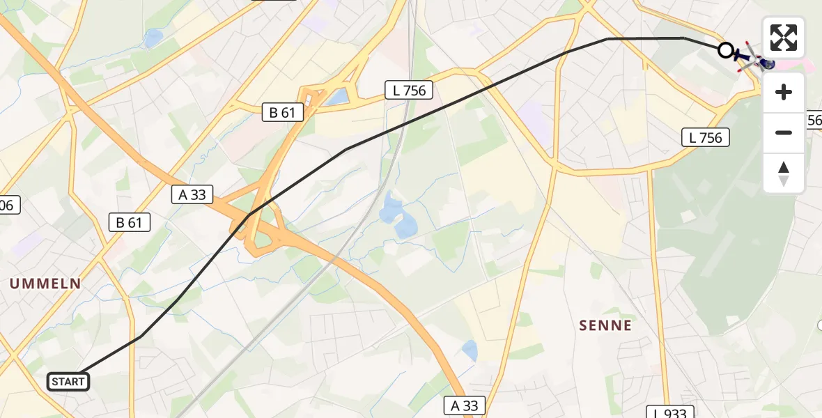 Flugroute Polizeihubschrauber Bielefeld - Luftrettungszentrum Bielefeld, 21 Oktober 2026, 13:21